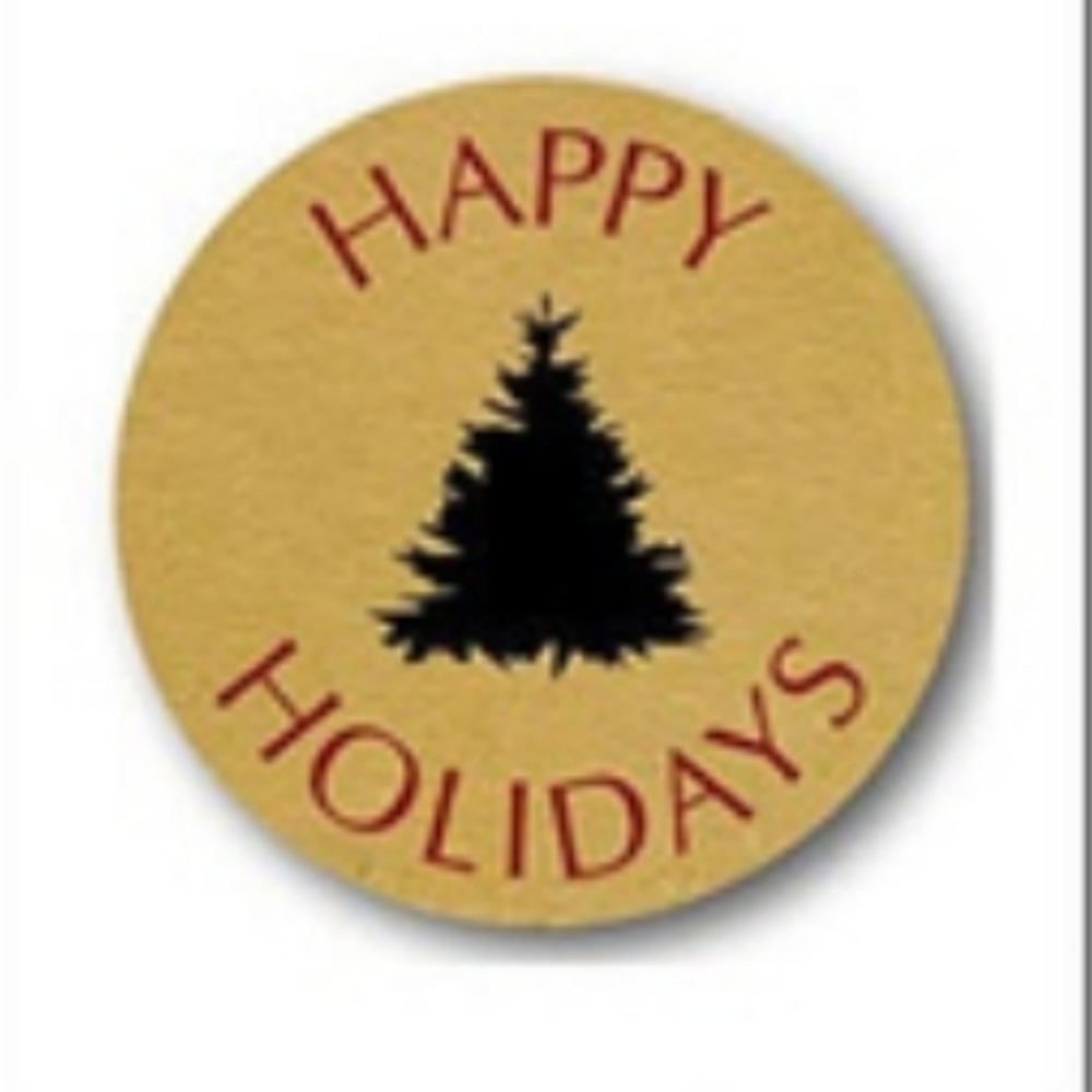 500 1" Happy Holidays Stickers Christmas Tree NEW